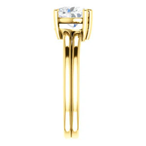CZ Wedding Set, featuring The Marnie engagement ring (Customizable Heart Cut Solitaire with Grooved Band) - Image 8