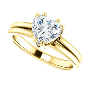 CZ Wedding Set, featuring The Marnie engagement ring (Customizable Heart Cut Solitaire with Grooved Band) - Image 9