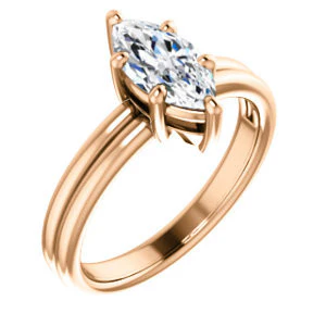 CZ Wedding Set, featuring The Marnie engagement ring (Customizable Marquise Cut Solitaire with Grooved Band) - Image 10