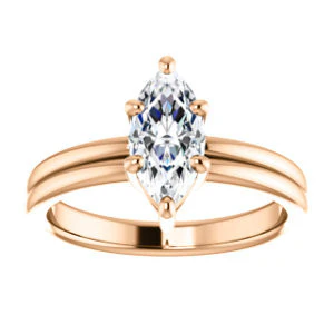 CZ Wedding Set, featuring The Marnie engagement ring (Customizable Marquise Cut Solitaire with Grooved Band) - Image 11