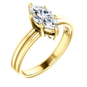 CZ Wedding Set, featuring The Marnie engagement ring (Customizable Marquise Cut Solitaire with Grooved Band) - Image 6