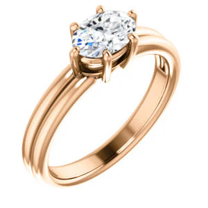 CZ Wedding Set, featuring The Marnie engagement ring (Customizable Oval Cut Solitaire with Grooved Band) - Image 10