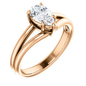 CZ Wedding Set, featuring The Marnie engagement ring (Customizable Pear Cut Solitaire with Grooved Band) - Image 10