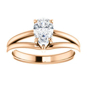 CZ Wedding Set, featuring The Marnie engagement ring (Customizable Pear Cut Solitaire with Grooved Band) - Image 11