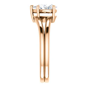 CZ Wedding Set, featuring The Marnie engagement ring (Customizable Pear Cut Solitaire with Grooved Band) - Image 12