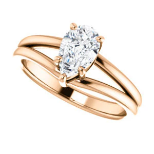 CZ Wedding Set, featuring The Marnie engagement ring (Customizable Pear Cut Solitaire with Grooved Band) - Image 13