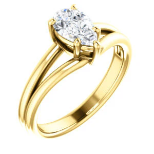 CZ Wedding Set, featuring The Marnie engagement ring (Customizable Pear Cut Solitaire with Grooved Band) - Image 6