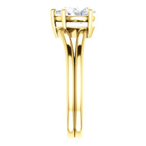 CZ Wedding Set, featuring The Marnie engagement ring (Customizable Pear Cut Solitaire with Grooved Band) - Image 8