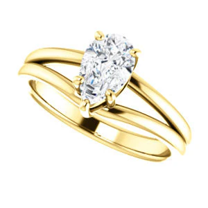 CZ Wedding Set, featuring The Marnie engagement ring (Customizable Pear Cut Solitaire with Grooved Band) - Image 9