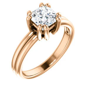 CZ Wedding Set, featuring The Marnie engagement ring (Customizable Princess Cut Solitaire with Grooved Band) - Image 10