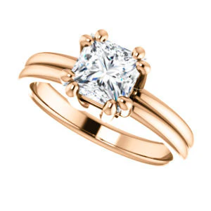 CZ Wedding Set, featuring The Marnie engagement ring (Customizable Princess Cut Solitaire with Grooved Band) - Image 13