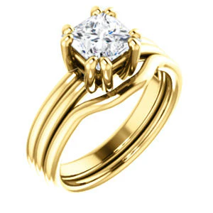 CZ Wedding Set, featuring The Marnie engagement ring (Customizable Princess Cut Solitaire with Grooved Band) - Image 4