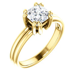 CZ Wedding Set, featuring The Marnie engagement ring (Customizable Princess Cut Solitaire with Grooved Band) - Image 6