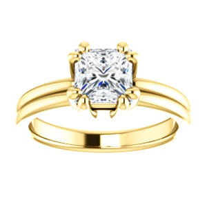 CZ Wedding Set, featuring The Marnie engagement ring (Customizable Princess Cut Solitaire with Grooved Band) - Image 7
