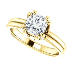 CZ Wedding Set, featuring The Marnie engagement ring (Customizable Princess Cut Solitaire with Grooved Band) - Image 9