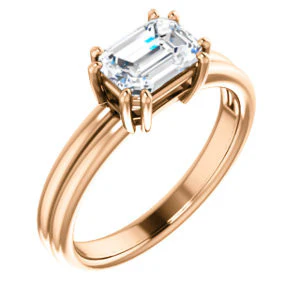 CZ Wedding Set, featuring The Marnie engagement ring (Customizable Radiant Cut Solitaire with Grooved Band) - Image 10