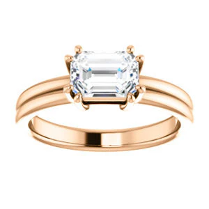 CZ Wedding Set, featuring The Marnie engagement ring (Customizable Radiant Cut Solitaire with Grooved Band) - Image 11
