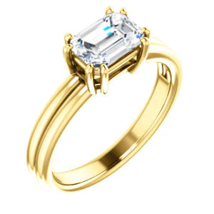 CZ Wedding Set, featuring The Marnie engagement ring (Customizable Radiant Cut Solitaire with Grooved Band) - Image 6