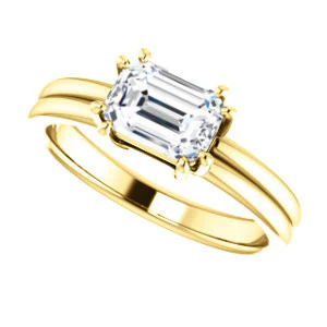 CZ Wedding Set, featuring The Marnie engagement ring (Customizable Radiant Cut Solitaire with Grooved Band) - Image 9