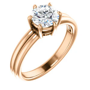 CZ Wedding Set, featuring The Marnie engagement ring (Customizable Round Cut Solitaire with Grooved Band) - Image 10