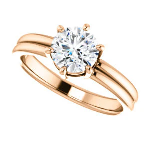 CZ Wedding Set, featuring The Marnie engagement ring (Customizable Round Cut Solitaire with Grooved Band) - Image 13