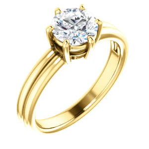 CZ Wedding Set, featuring The Marnie engagement ring (Customizable Round Cut Solitaire with Grooved Band) - Image 6
