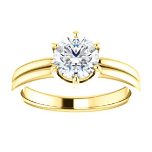 CZ Wedding Set, featuring The Marnie engagement ring (Customizable Round Cut Solitaire with Grooved Band) - Image 7
