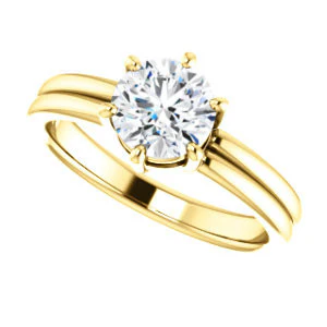 CZ Wedding Set, featuring The Marnie engagement ring (Customizable Round Cut Solitaire with Grooved Band) - Image 9