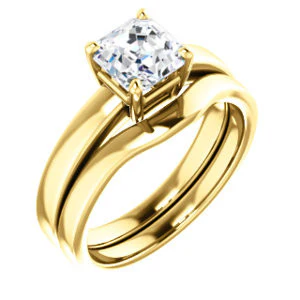 CZ Wedding Set, featuring The Myaka engagement ring (Customizable Asscher Cut Solitaire with Medium Band) - Image 4