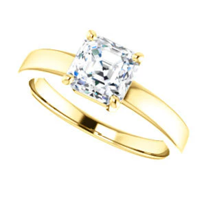 CZ Wedding Set, featuring The Myaka engagement ring (Customizable Asscher Cut Solitaire with Medium Band) - Image 9