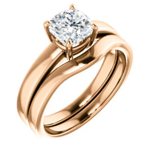 CZ Wedding Set, featuring The Myaka engagement ring (Customizable Cushion Cut Solitaire with Medium Band) - Image 4
