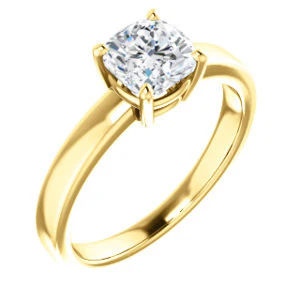 CZ Wedding Set, featuring The Myaka engagement ring (Customizable Cushion Cut Solitaire with Medium Band) - Image 6