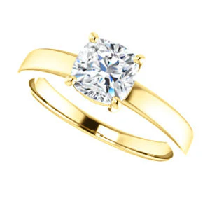 CZ Wedding Set, featuring The Myaka engagement ring (Customizable Cushion Cut Solitaire with Medium Band) - Image 9