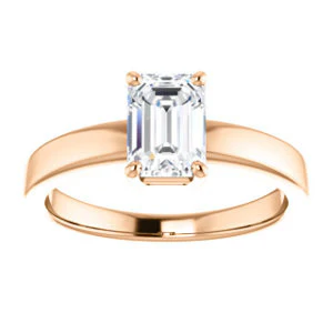 CZ Wedding Set, featuring The Myaka engagement ring (Customizable Emerald Cut Solitaire with Medium Band) - Image 11
