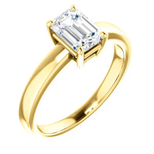 CZ Wedding Set, featuring The Myaka engagement ring (Customizable Emerald Cut Solitaire with Medium Band) - Image 6