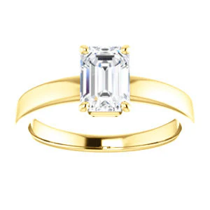 CZ Wedding Set, featuring The Myaka engagement ring (Customizable Emerald Cut Solitaire with Medium Band) - Image 7