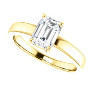 CZ Wedding Set, featuring The Myaka engagement ring (Customizable Emerald Cut Solitaire with Medium Band) - Image 9