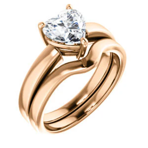 CZ Wedding Set, featuring The Myaka engagement ring (Customizable Heart Cut Solitaire with Medium Band) - Image 4