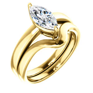 CZ Wedding Set, featuring The Myaka engagement ring (Customizable Marquise Cut Solitaire with Medium Band) - Image 4