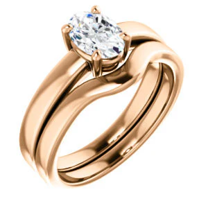 CZ Wedding Set, featuring The Myaka engagement ring (Customizable Oval Cut Solitaire with Medium Band) - Image 4