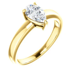 CZ Wedding Set, featuring The Myaka engagement ring (Customizable Pear Cut Solitaire with Medium Band) - Image 6