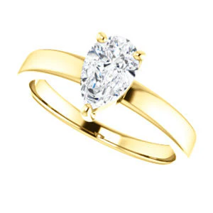CZ Wedding Set, featuring The Myaka engagement ring (Customizable Pear Cut Solitaire with Medium Band) - Image 9