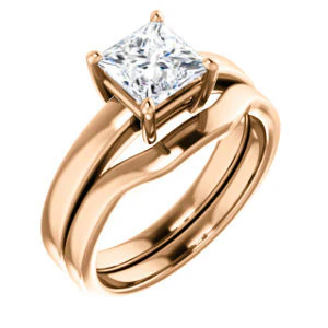 CZ Wedding Set, featuring The Myaka engagement ring (Customizable Princess Cut Solitaire with Medium Band) - Image 4
