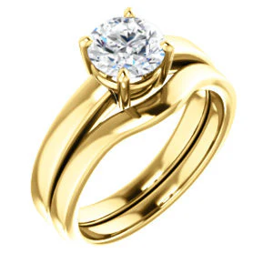 CZ Wedding Set, featuring The Myaka engagement ring (Customizable Round Cut Solitaire with Medium Band) - Image 2