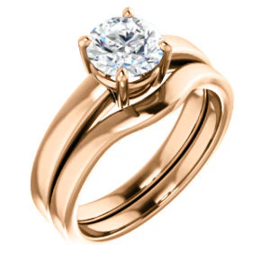 CZ Wedding Set, featuring The Myaka engagement ring (Customizable Round Cut Solitaire with Medium Band) - Image 4