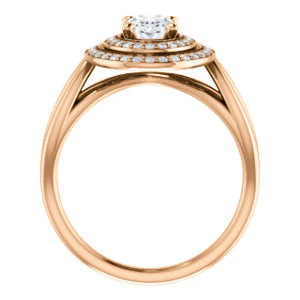 CZ Wedding Set, featuring The Magda Lesli engagement ring (Customizable Double-Halo Style Oval Cut with Curving Split Band) - Image 3
