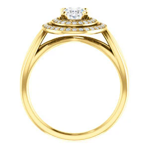 CZ Wedding Set, featuring The Magda Lesli engagement ring (Customizable Double-Halo Style Oval Cut with Curving Split Band) - Image 5