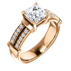CZ Wedding Set, featuring The Rachana engagement ring (Customizable Asscher Cut Design with Wide Split-Pavé Band and Euro Shank) - Image 10