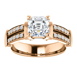 CZ Wedding Set, featuring The Rachana engagement ring (Customizable Asscher Cut Design with Wide Split-Pavé Band and Euro Shank) - Image 11