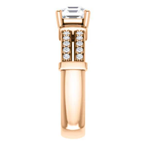 CZ Wedding Set, featuring The Rachana engagement ring (Customizable Asscher Cut Design with Wide Split-Pavé Band and Euro Shank) - Image 12